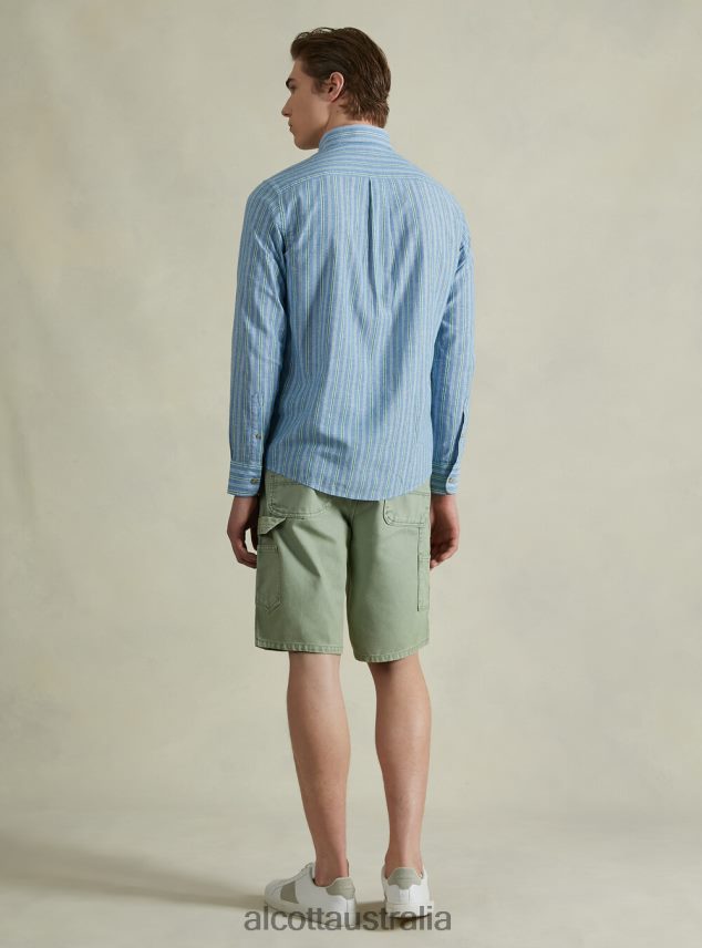 Striped Linen Blend Shirt Men 2TH442698 AZURE Alcott Clothing