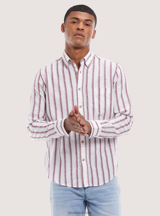 Striped Linen Blend Shirt Men 2TH442714 BLUE NAVY Alcott Clothing