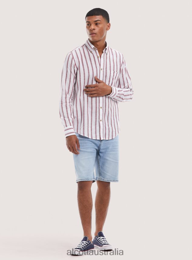 Striped Linen Blend Shirt Men 2TH442714 BLUE NAVY Alcott Clothing