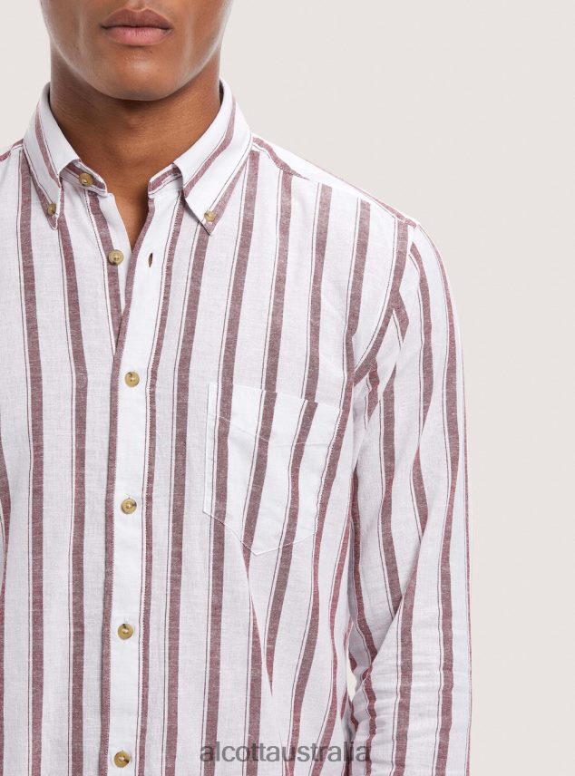 Striped Linen Blend Shirt Men 2TH442714 BLUE NAVY Alcott Clothing