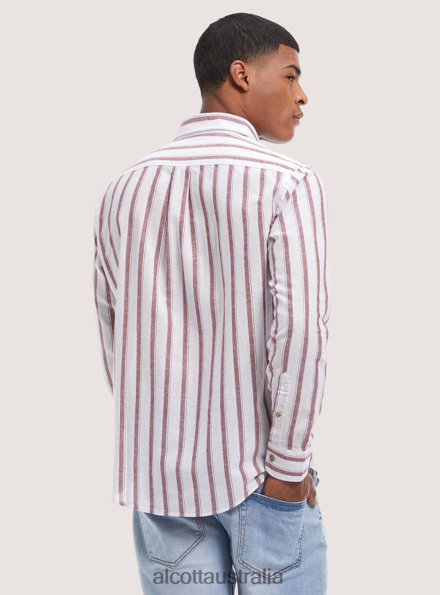 Striped Linen Blend Shirt Men 2TH442714 BLUE NAVY Alcott Clothing