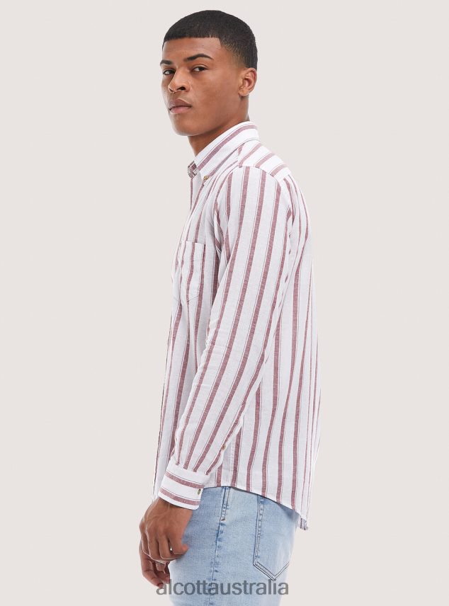 Striped Linen Blend Shirt Men 2TH442714 BLUE NAVY Alcott Clothing