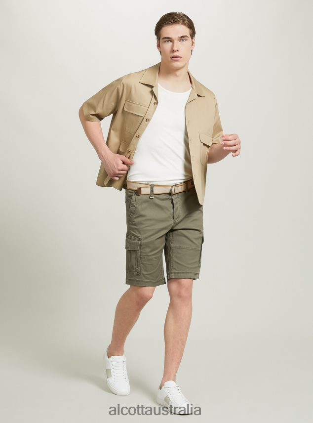 Cotton Cargo Bermuda With Canvas Belt Men 2TH442926 KY2 KAKY MEDIUM Alcott Clothing