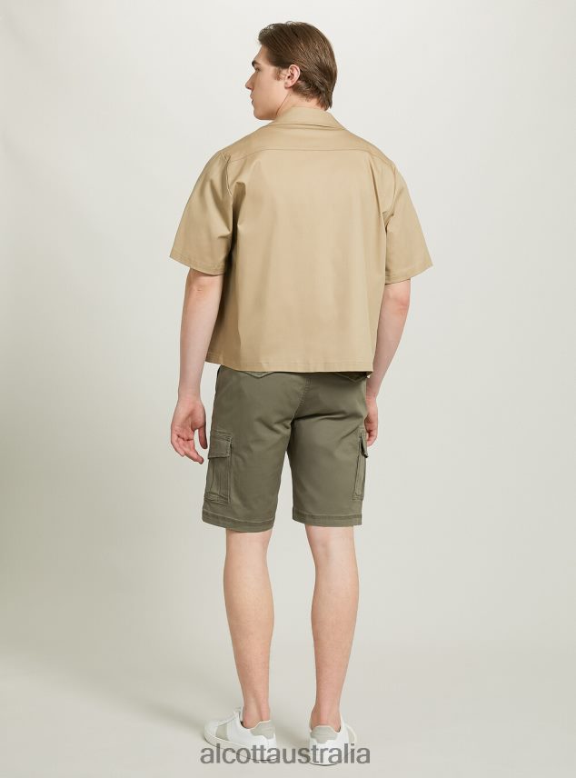 Cotton Cargo Bermuda With Canvas Belt Men 2TH442926 KY2 KAKY MEDIUM Alcott Clothing