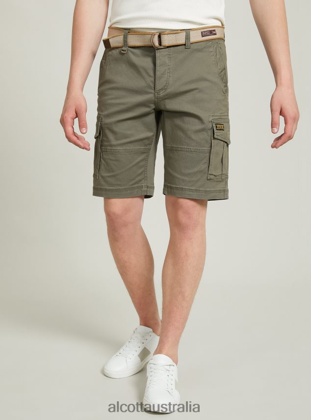 Cotton Cargo Bermuda With Canvas Belt Men 2TH442926 KY2 KAKY MEDIUM Alcott Clothing