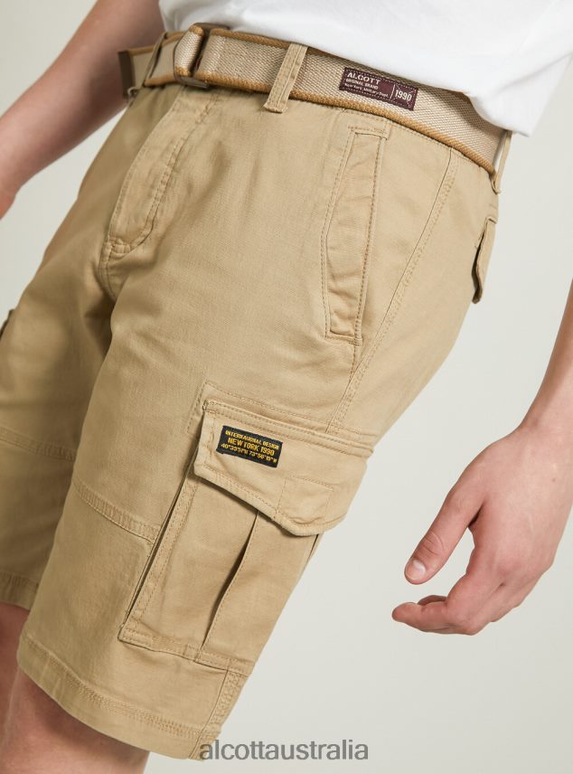 Cotton Cargo Bermuda With Canvas Belt Men 2TH442956 KY2 KAKY MEDIUM Alcott Clothing