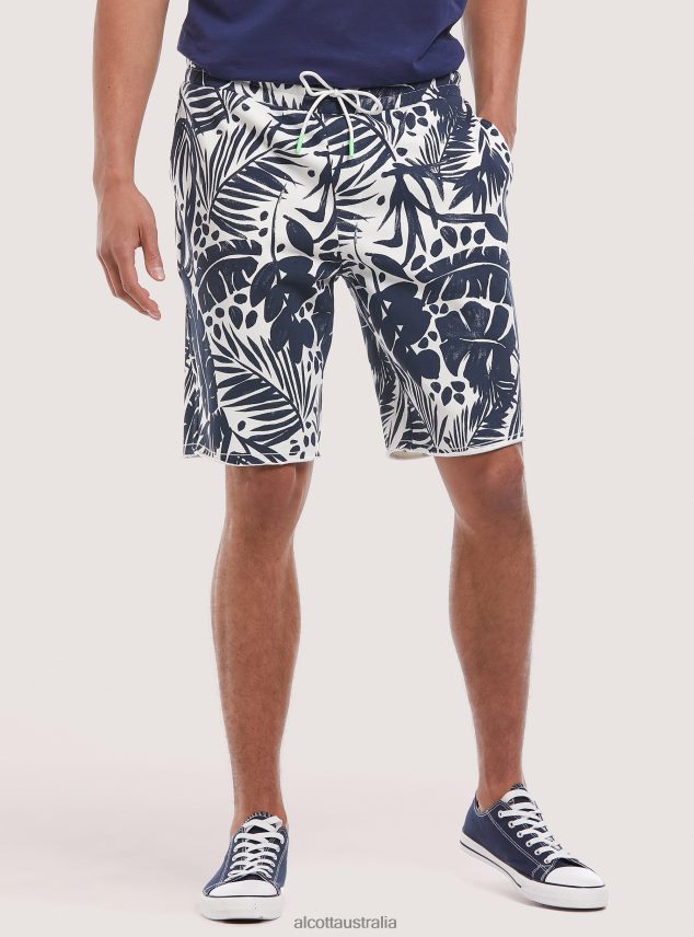 Cotton Jogger Bermuda Shorts With Print Men 2TH4421167 LEAFS Alcott Clothing