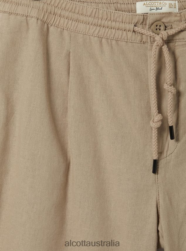 Linen Bermuda Shorts With Drawstring Men 2TH4421038 WH2 WHITE Alcott Clothing