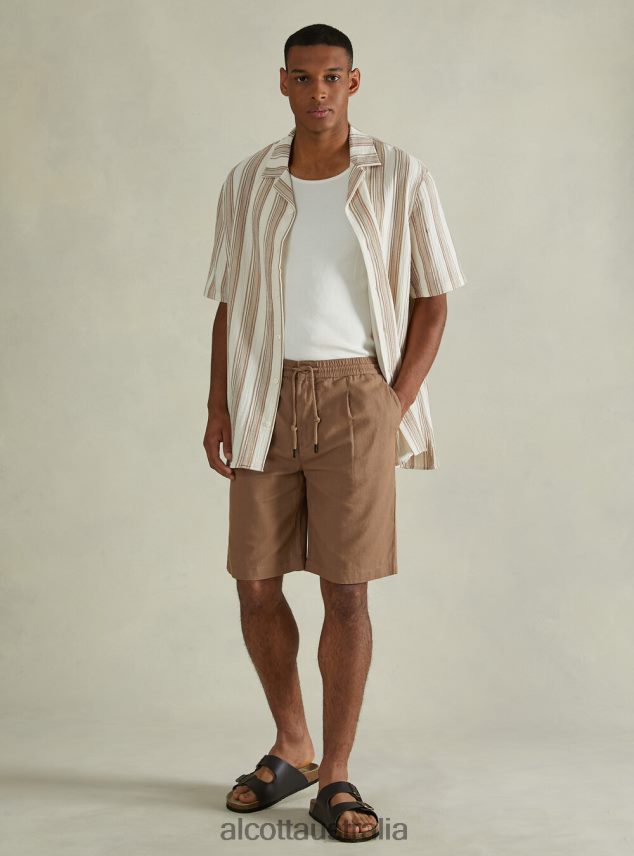 Linen Bermuda Shorts With Drawstring Men 2TH442593 WH2 WHITE Alcott Clothing