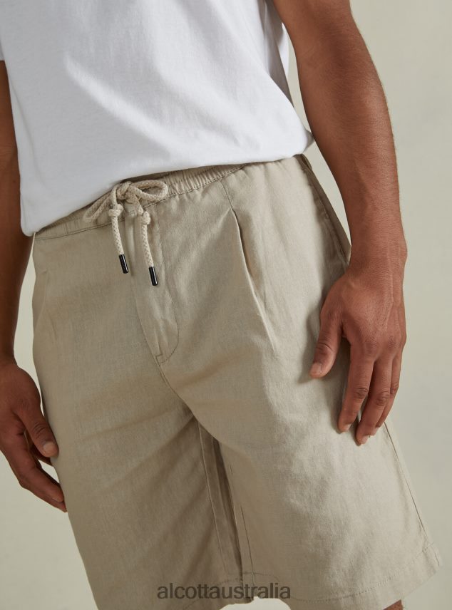Linen Bermuda Shorts With Drawstring Men 2TH442594 WH2 WHITE Alcott Clothing