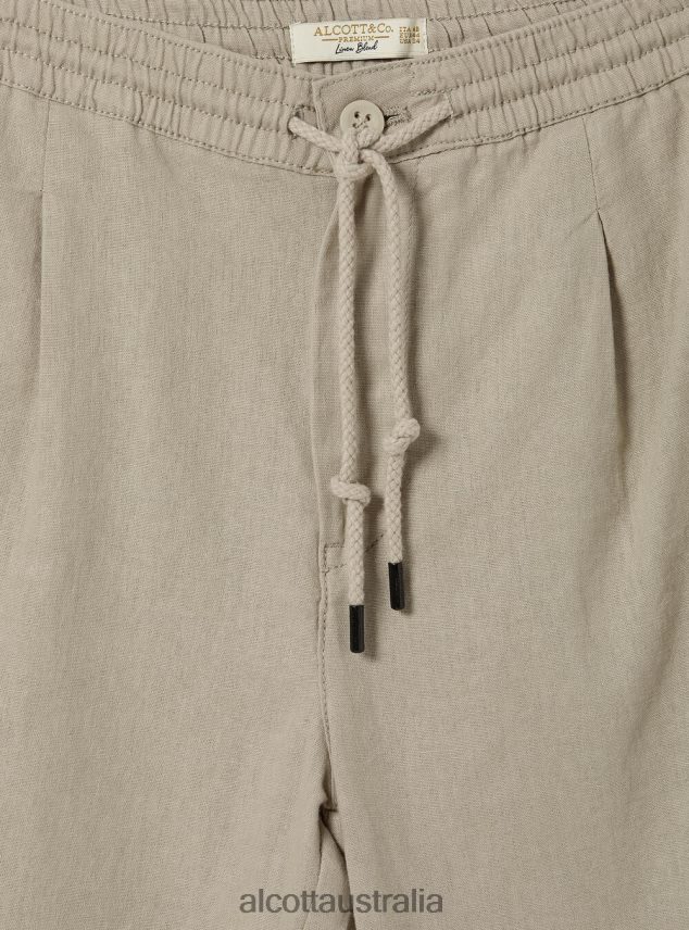Linen Bermuda Shorts With Drawstring Men 2TH442594 WH2 WHITE Alcott Clothing