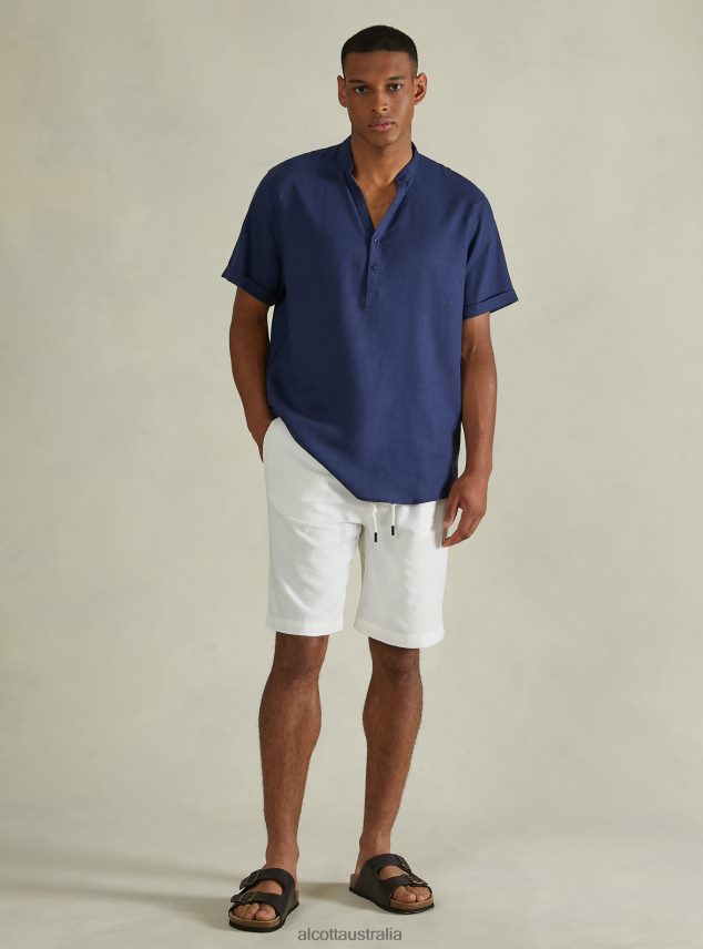 Linen Bermuda Shorts With Drawstring Men 2TH442798 WH2 WHITE Alcott Clothing
