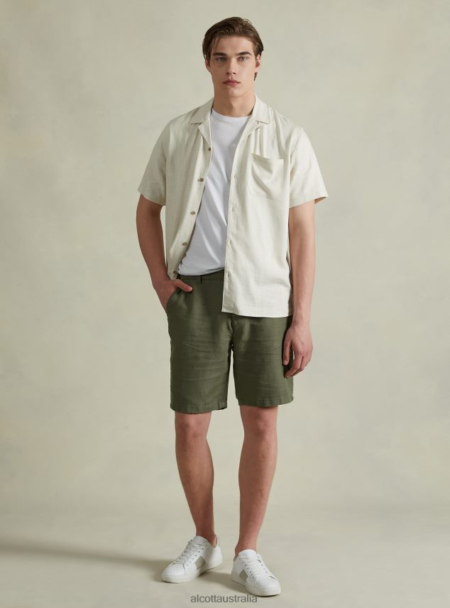 Linen-Blend Bermuda Shorts With Drawstring Waist Men 2TH4421094 BG2 BEIGE MEDIUM Alcott Clothing