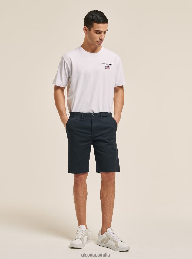 Plain Twill Bermuda Shorts Men 2TH442606 BLUE NAVY Alcott Clothing