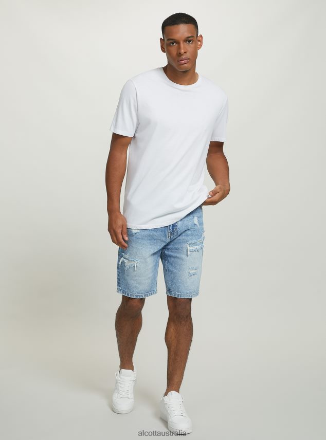 Stretch Denim Slim Fit Bermuda Shorts Men 2TH4421117 D004 MEDIUM LIGHT BLUE Alcott Clothing