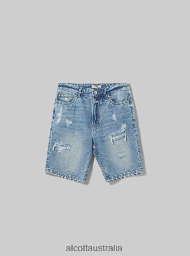 Stretch Denim Slim Fit Bermuda Shorts Men 2TH4421117 D004 MEDIUM LIGHT BLUE Alcott Clothing