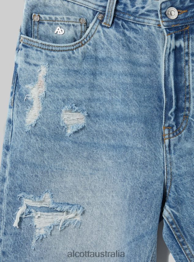 Stretch Denim Slim Fit Bermuda Shorts Men 2TH4421117 D004 MEDIUM LIGHT BLUE Alcott Clothing