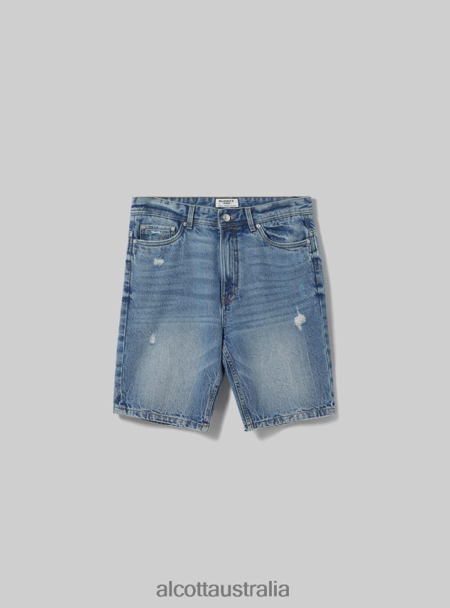 Stretch Denim Slim Fit Bermuda Shorts Men 2TH442999 D004 MEDIUM LIGHT BLUE Alcott Clothing