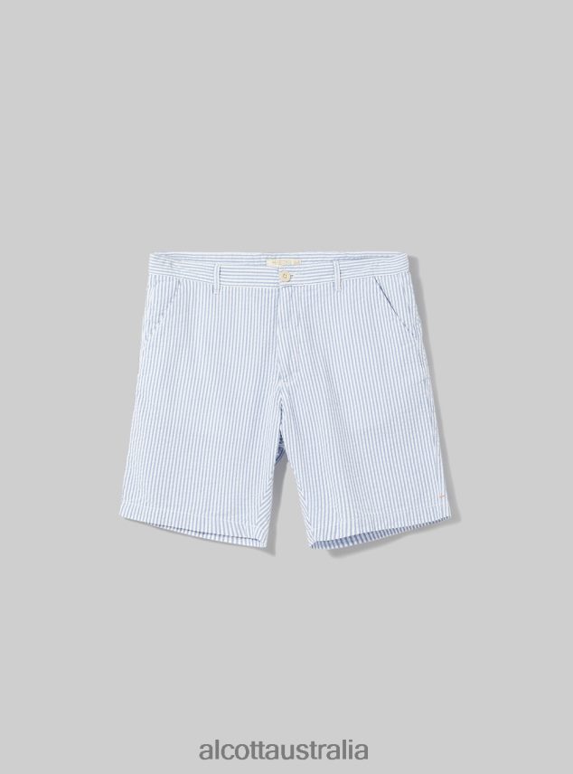 Striped Cotton Bermuda Shorts Men 2TH442608 AZ3 AZURRE LIGHT Alcott Clothing