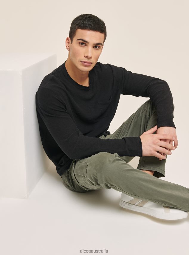 Pullover With Roll Neck And Breast Pocket Men 2TH4421087 BK2 PIRATE BLACK Alcott Clothing