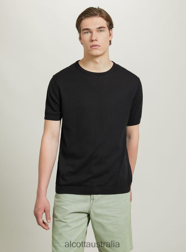 Short-Sleeved Cotton Pullover Men 2TH442628 BK1 BLACK Alcott Clothing