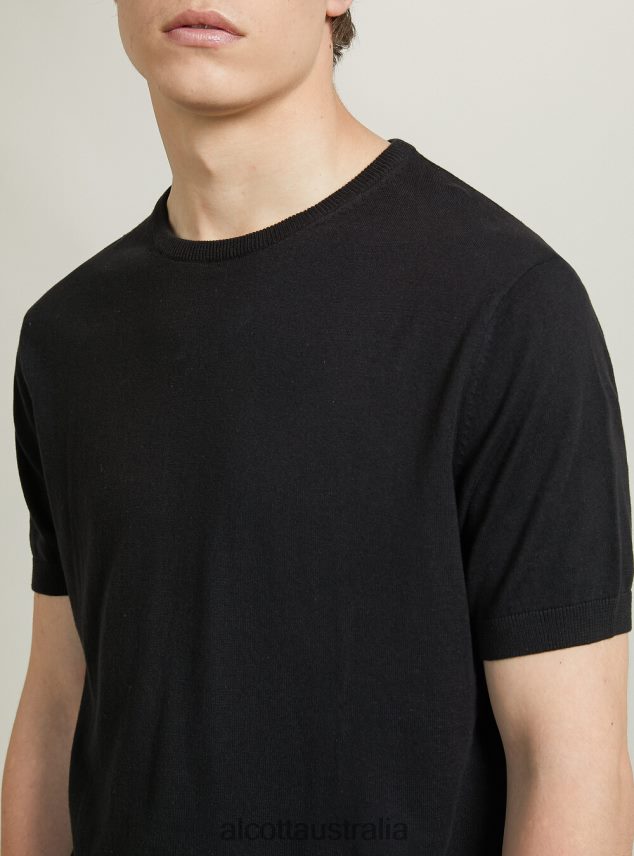 Short-Sleeved Cotton Pullover Men 2TH442628 BK1 BLACK Alcott Clothing