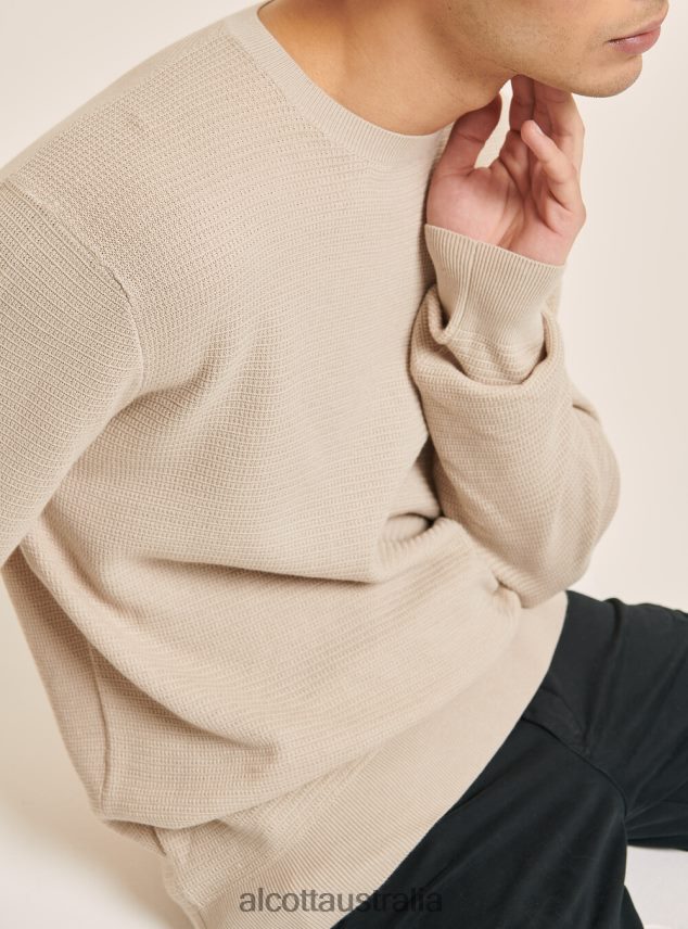 Textured Cotton Crew Neck Pullover Men 2TH4421035 NA1 NAVY DARK Alcott Clothing