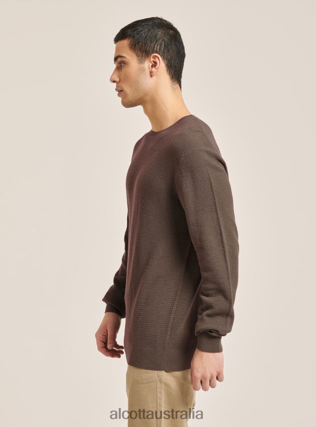 Textured Cotton Crew Neck Pullover Men 2TH4421155 NA1 NAVY DARK Alcott Clothing