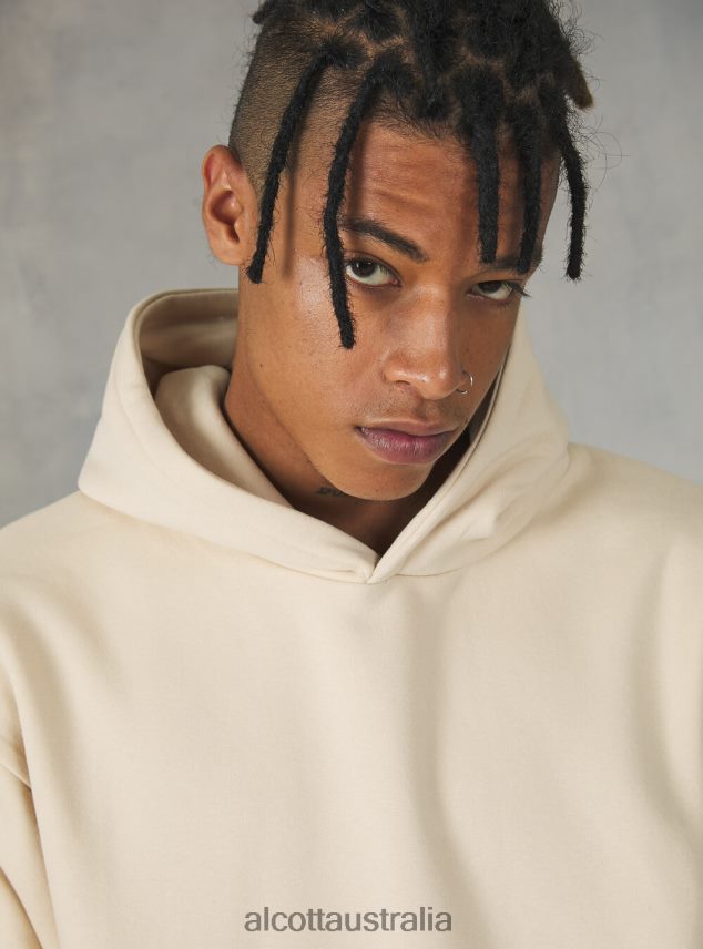 Boxy Fit Hooded Sweatshirt Men 2TH442794 SA2 SAND MEDIUM Alcott Clothing