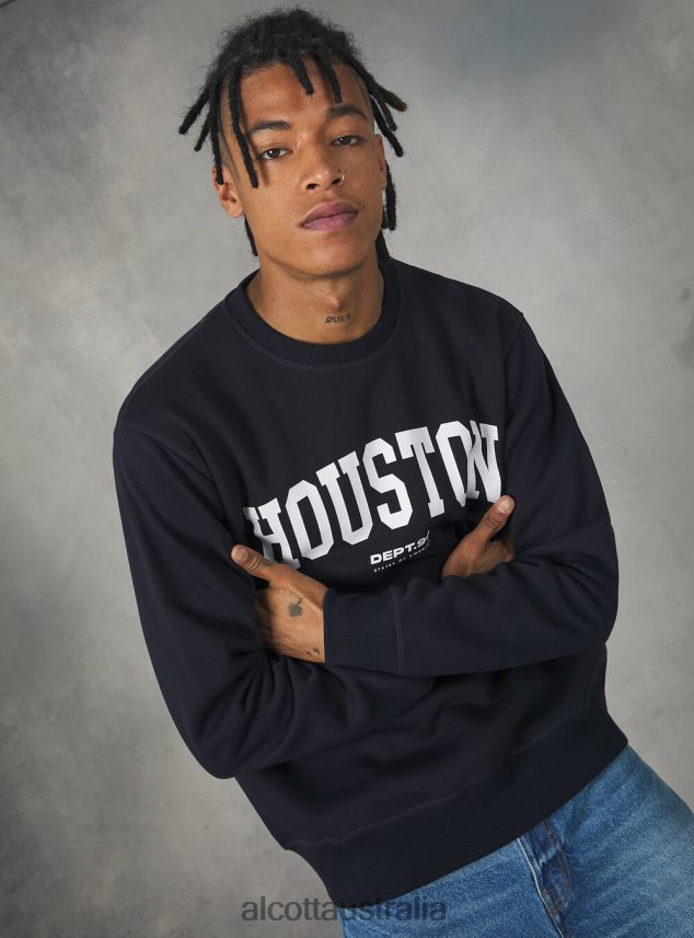 Felpa Girocollo Con Stampa College Men 2TH4421113 BO1 BORDEAUX DARK Alcott Clothing