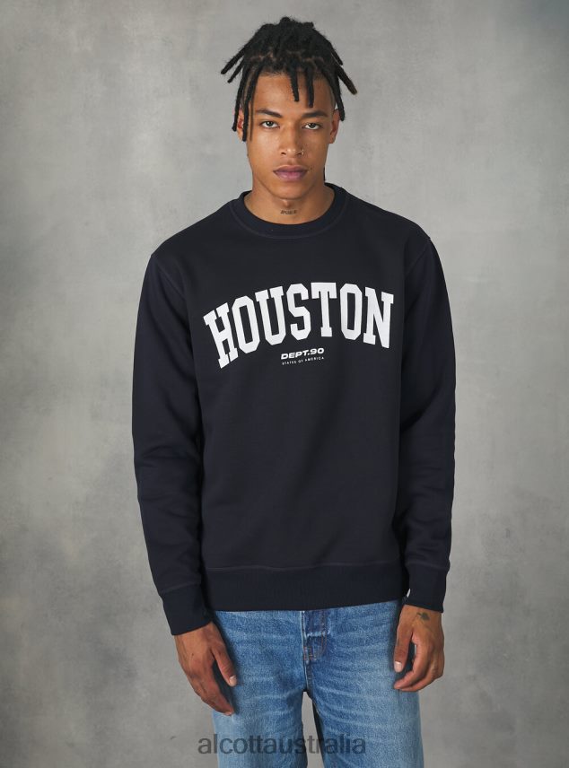 Felpa Girocollo Con Stampa College Men 2TH4421113 BO1 BORDEAUX DARK Alcott Clothing