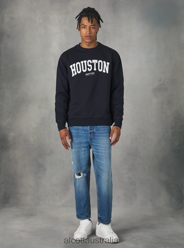 Felpa Girocollo Con Stampa College Men 2TH4421113 BO1 BORDEAUX DARK Alcott Clothing