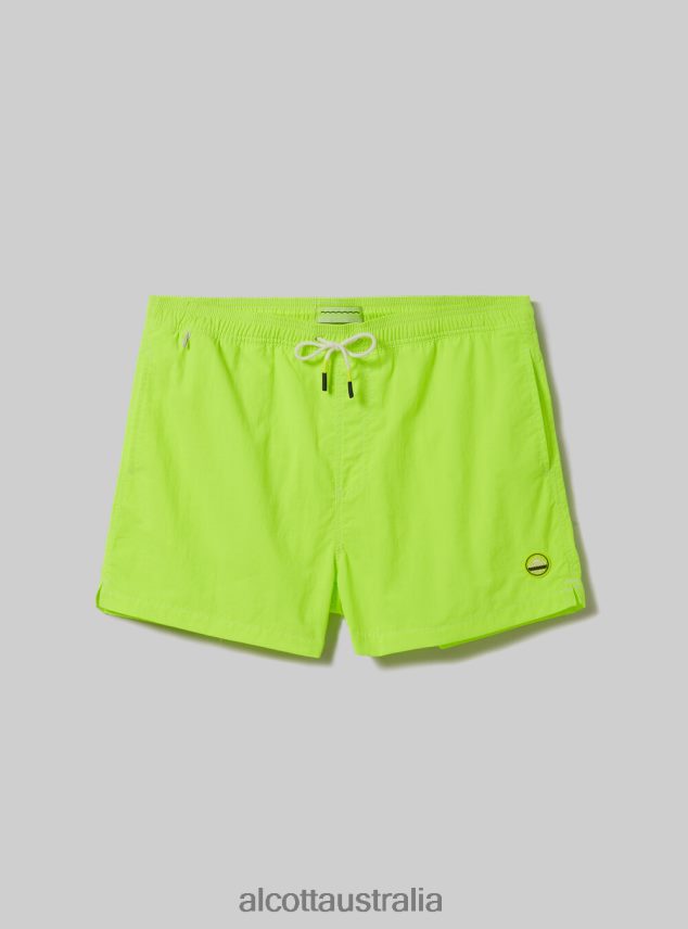 Swimming Costume With Embroidery And Back Pocket Men 2TH442724 FGN3 FLUO LIGHT GREEN Alcott Clothing