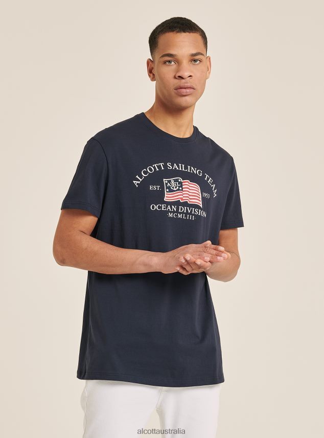 Cotton T-Shirt With Print Men 2TH442940 BLUE Alcott Clothing