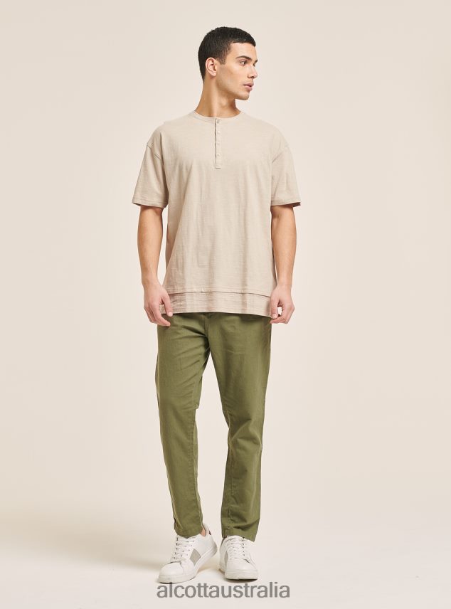 Linen Blend T-Shirt With Serape Collar Men 2TH4421053 WHITE Alcott Clothing