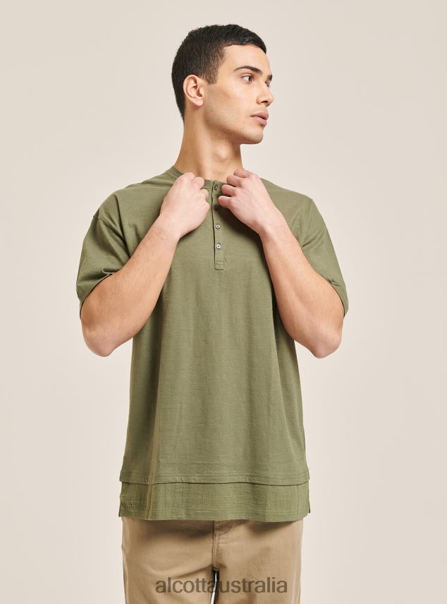 Linen Blend T-Shirt With Serape Collar Men 2TH442813 WHITE Alcott Clothing