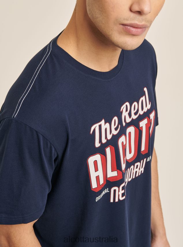 Logo Print T-Shirt Men 2TH4421198 BLUE Alcott Clothing