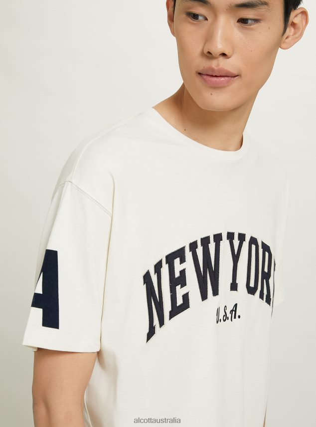 Oversized Cotton Patch T-Shirt Men 2TH442953 C104 CREAM Alcott Clothing