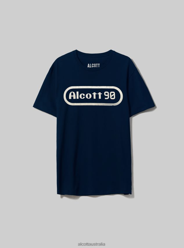 Oversized Cotton Print T-Shirt Men 2TH442738 BLUE NAVY Alcott Clothing