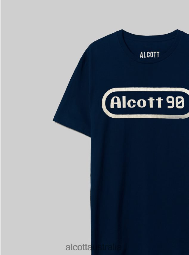 Oversized Cotton Print T-Shirt Men 2TH442738 BLUE NAVY Alcott Clothing
