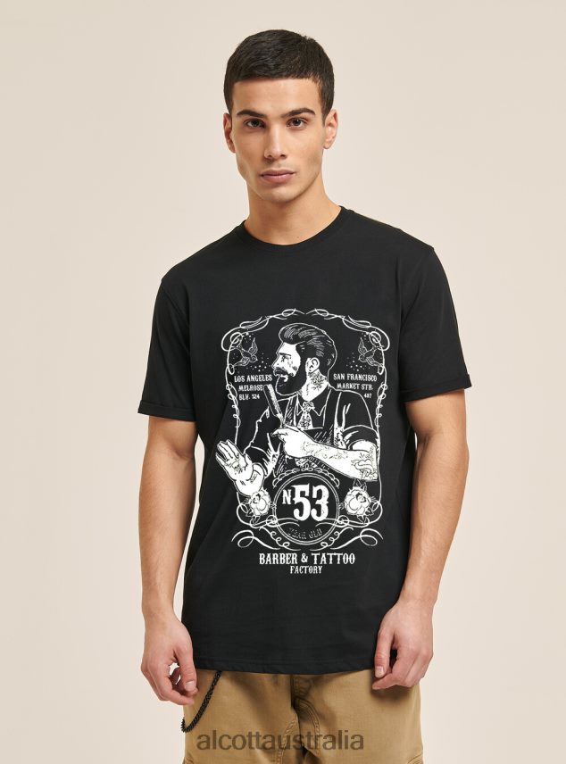T-Shirt With Central Print Men 2TH442851 BLACK Alcott Clothing