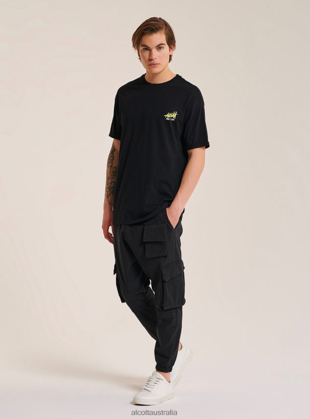 T-Shirt With Contrast Front Print Men 2TH442856 BLACK Alcott Clothing