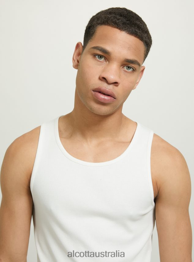 Canotta In Rib In Tinta Unita Men 2TH442595 WH1 OFF WHITE Alcott Clothing