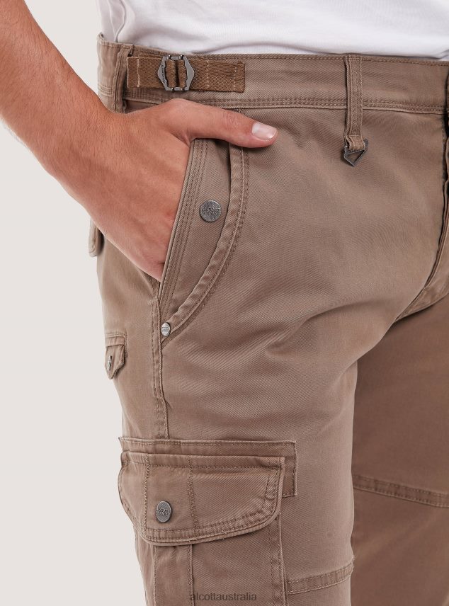 Cotton Cargo Trousers With Elastic Band Men 2TH442865 BG3 BEIGE LIGHT Alcott Clothing