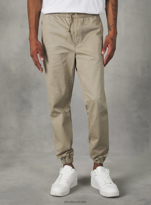 Cotton Jogger Trousers With Elastic Band And Drawstring Men 2TH442894 KY2 KAKY MEDIUM Alcott Clothing