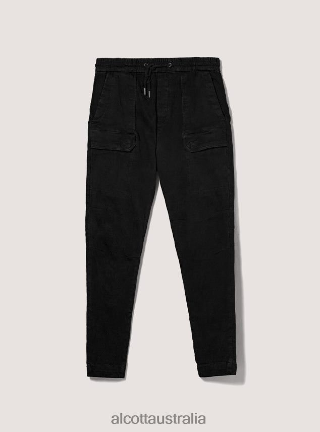Cotton Jogger Trousers With Large Pockets Men 2TH4421107 BK1 BLACK Alcott Clothing