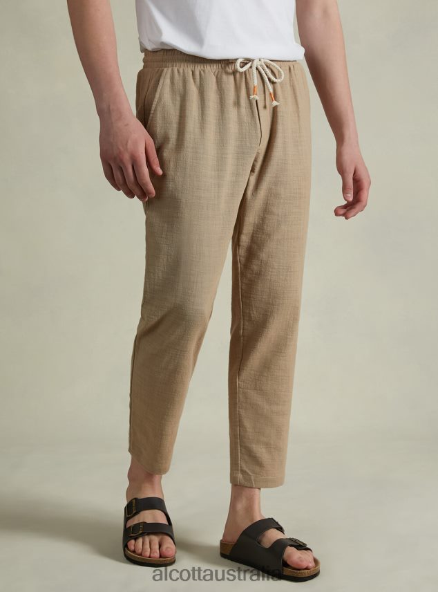 Cotton Trousers With Drawstring Waist Men 2TH4421170 WH1 OFF WHITE Alcott Clothing