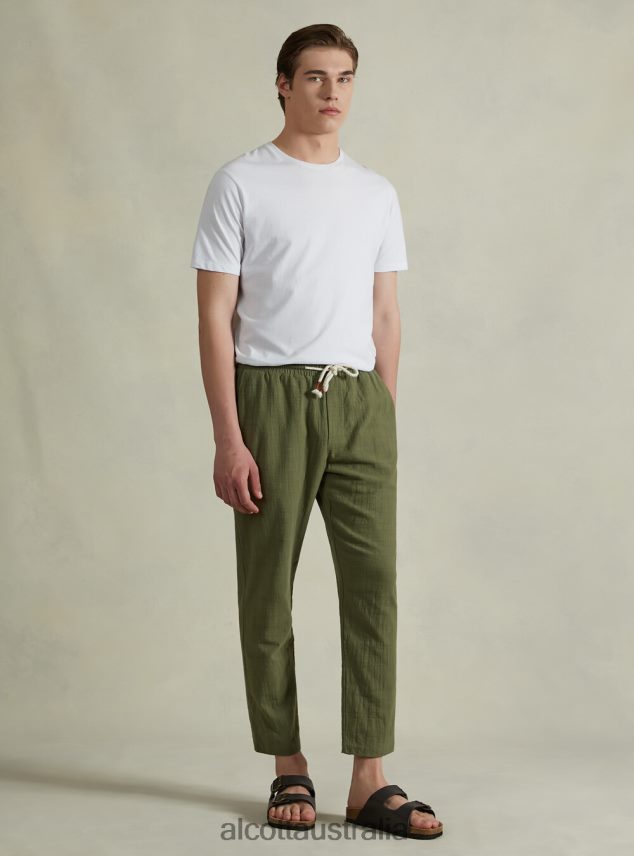 Cotton Trousers With Drawstring Waist Men 2TH442704 WH1 OFF WHITE Alcott Clothing