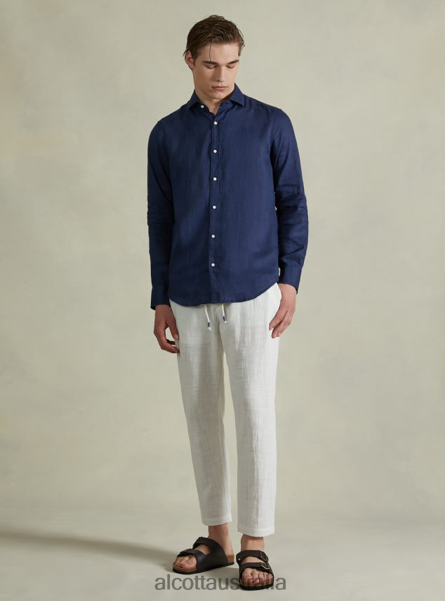 Cotton Trousers With Drawstring Waist Men 2TH442761 WH1 OFF WHITE Alcott Clothing