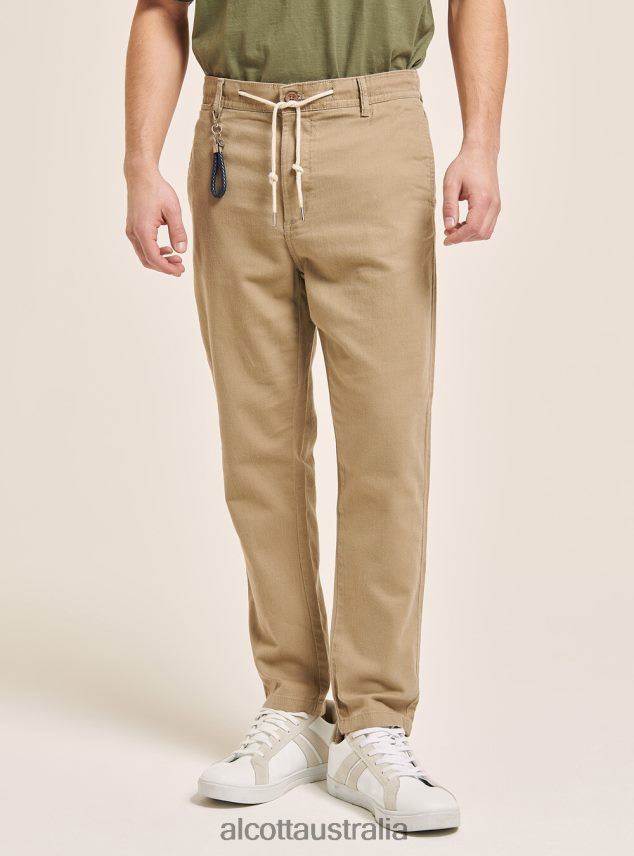 Linen Blend Lace-Up Pants Men 2TH4421072 C017 WHITE Alcott Clothing